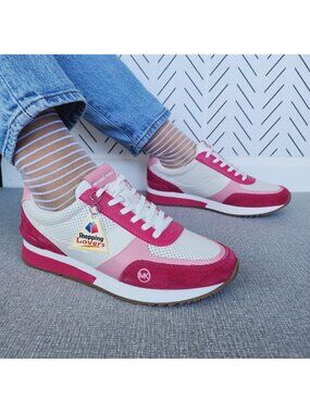⭐Michael Kors Andi Trainer Women Casual Comfy Shoes Sz 7.5 Sneakers Pink Suede⭐